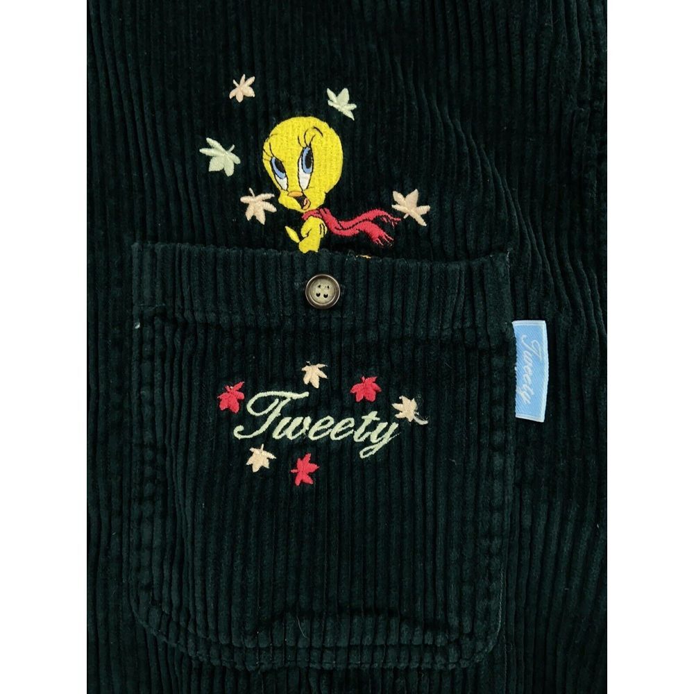 VTG Looney Tunes Corduroy Button‎ Shirt Womens LARGE Tweety Bird-Christmas-Gift
